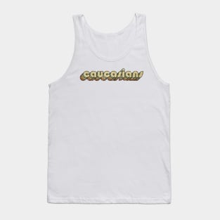 Caucasians // Vintage Rainbow Typography Style // 70s Tank Top